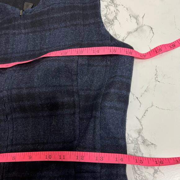 Akris Plaid Wool Flannel sheath dress zip front Sz 4 - Picture 8 of 10